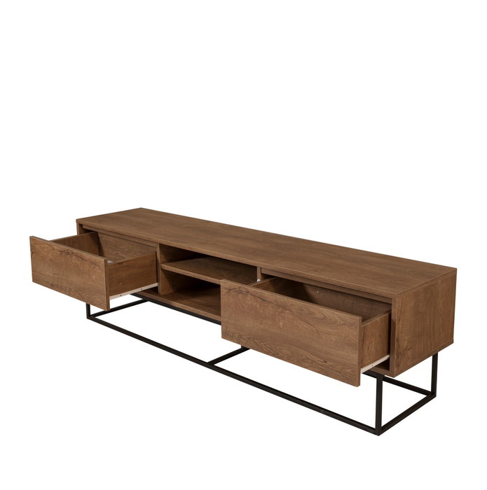 Hanah Home Soporte TV Rodez 180 cm, Moderno y Elegante con Amplio Almacenamiento, Nogal y Negro